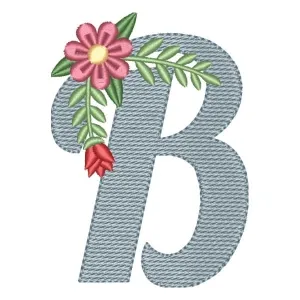 Matriz de bordado Monograma Floral Letra B (Pontos Leves)
