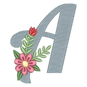 Matriz de bordado Monograma Floral Letra A (Pontos Leves)