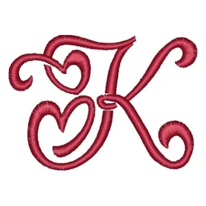 Matriz de bordado Alfabeto Coração Letra K