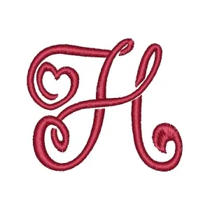 Matriz de bordado Alfabeto Coração Letra H