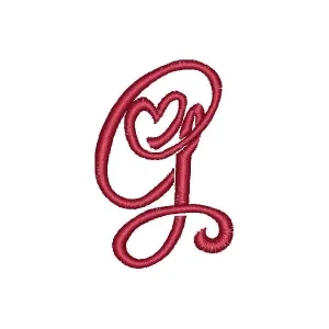 Matriz de bordado Alfabeto Coração Letra G