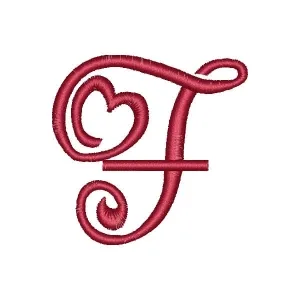 Matriz de bordado Alfabeto Coração Letra F