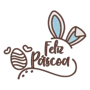 Matriz de bordado Feliz Páscoa (Pontos Leves)