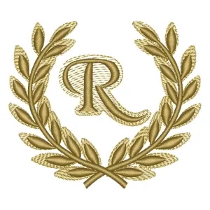 Matriz de Bordado  Letra R em Moldura de Ramos