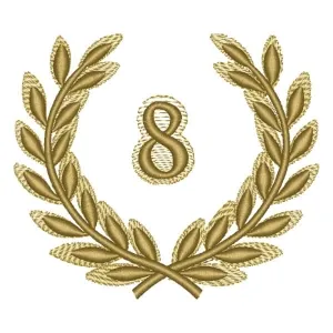 Matriz de bordado Número 8 em Moldura de Ramos