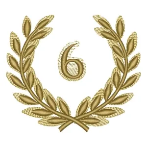 Matriz de bordado Número 6 em Moldura de Ramos