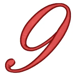 Matriz de bordado Alfabeto Cursivo Número 9