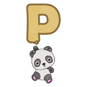 Matriz de bordado Panda e Letra P (Pontos Leves)