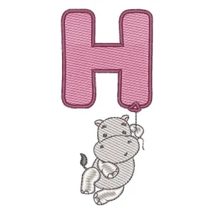 Matriz de bordado Hipopótamo e Letra H (Pontos Leves)