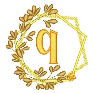 Matriz de bordado Letra Q em Moldura Floral