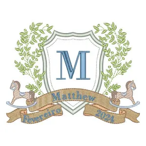 Matriz de bordado Moldura de Cavalinho com Inicial