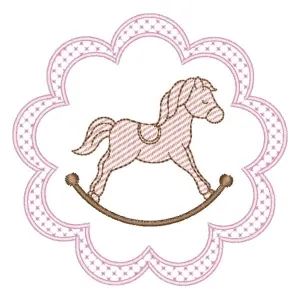 Matriz de bordado Moldura Infantil com Cavalinho de Balanço