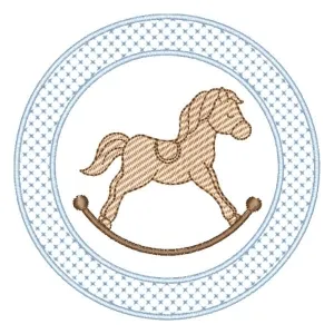 Matriz de bordado Moldura com Cavalo de Balanço (Pontos Leves)