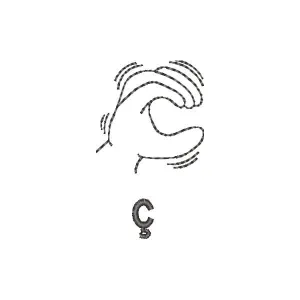 Matriz de bordado Alfabeto de Libras Letra C