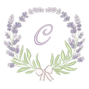 Matriz de bordado Moldura de Lavanda com Inicial