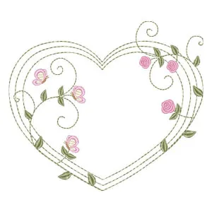 Matriz de bordado Coração de Flores