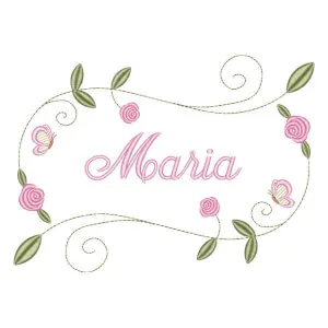 Matriz de bordado Moldura Floral com Nome