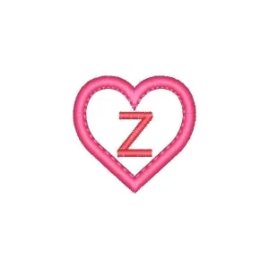 Matriz de bordado Letra Z em Moldura de Coração (Aplique)