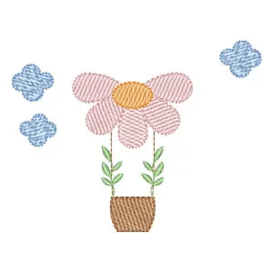Matriz de bordado Balão de Margarida no Céu Boho