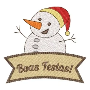 Matriz de bordado Moldura com Mensagem e Boneco de Neve