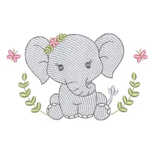 Matriz de bordado Elefantinha Safari (Pontos Leves)