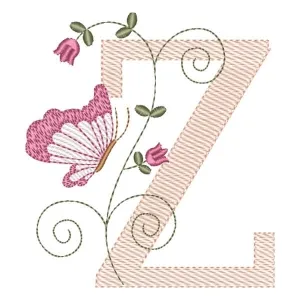 Matriz de bordado Letra Z com Borboleta (Pontos Leves)