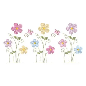 Matriz de bordado Jardim de Flores (Pontos Leves)