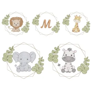 Pacote de Matrizes Animais Safari em Moldura (Pontos Leves)
