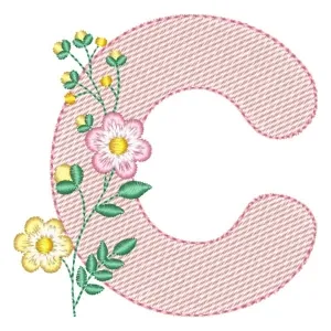 Matriz de bordado Letra C Floral