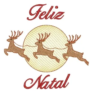 Matriz de bordado Feliz Natal e Renas Natalinas (Pontos Leves)