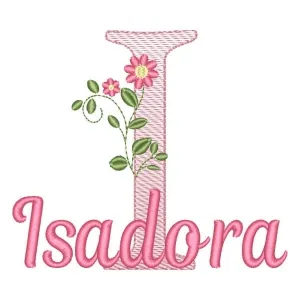Matriz de bordado Monograma de Flores com Nome Letra I
