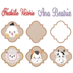 Pacote de Matrizes Animais de Fazenda em Molduras e Nomes (Aplique)