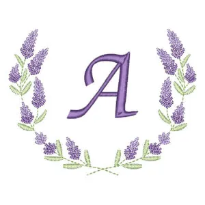 Matriz de bordado Letra A em Moldura de Lavanda