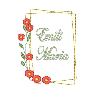 Matriz de bordado Moldura Floral Delicada com Nome