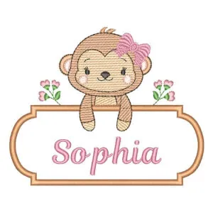 Matriz de bordado Macaquinha Menina Tag