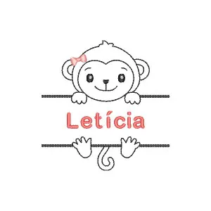 Matriz de bordado Macaco Menina com Nome