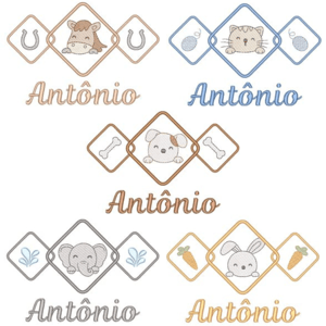  Pacote de Matrizes Animais Fofos na Moldura com Nome