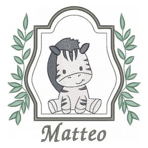 Matriz de bordado Moldura Safari com Ramos Zebra
