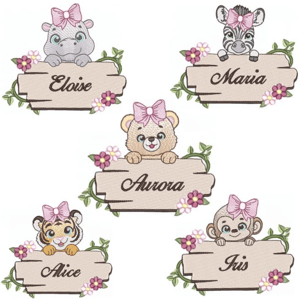 Pacote de Matrizes Placas Safari Meninas (Pontos Leves)