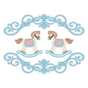 Matriz de Bordado  Moldura Arabesco Cavalinhos