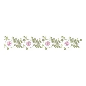 Matriz de bordado Barrado Decorativo com Rosas e Ramos