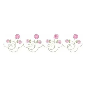 Matriz de bordado Barrado Decorativo Delicado com Rosas