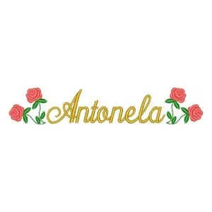 Matriz de bordado Galho de rosas com nome