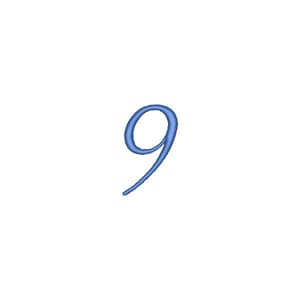 Matriz de bordado Alfabeto Fonte Aulyars - Número 9