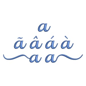 Matriz de bordado Alfabeto Fonte Aulyars - Letra a Minúscula