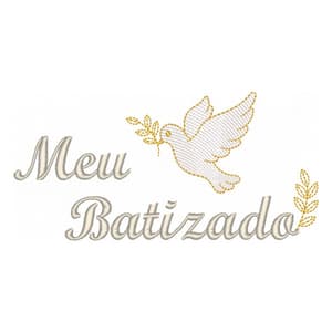 Matriz de bordado Meu Batizado com Pombinha (Pontos Leves)