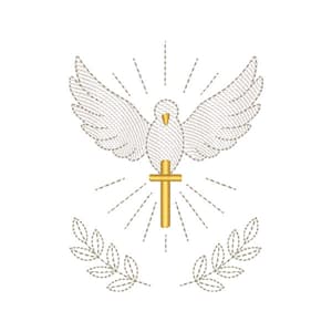 Matriz de bordado Batizado Pombinha do Espírito Santo (Pontos Leves)