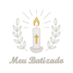 Matriz de bordado Meu Batizado Vela de Batismo (Pontos Leves)