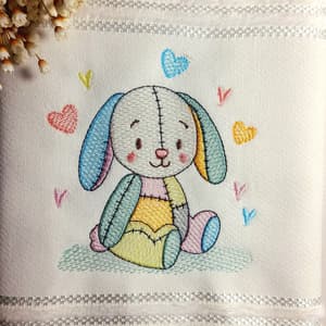 Matriz de bordado Coelhinho Patchwork (Pontos Leves)