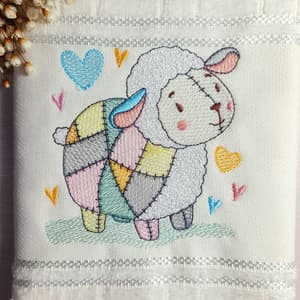 Matriz de bordado Ovelhinha Patchwork (Pontos Leves)